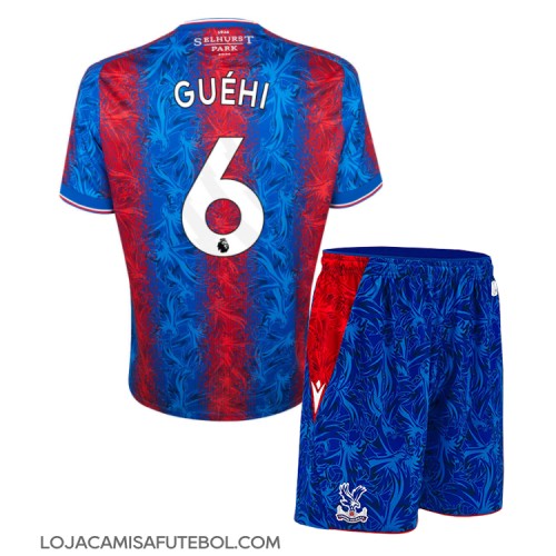 Camisa de Futebol Crystal Palace Marc Guehi #6 Equipamento Principal Infantil 2024-25 Manga Curta (+ Calças curtas)